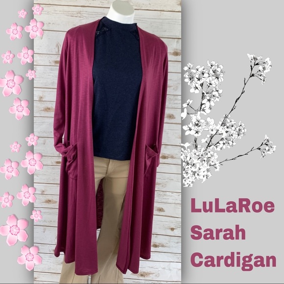 LuLaRoe Sarah Maroon Duster Cardigan Long Sleeve - Picture 1 of 6